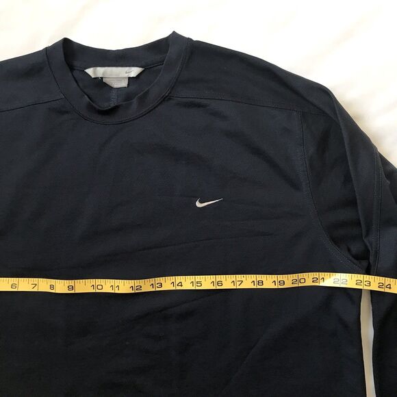 VTG Y2K 00s Nike Shirt Mens XL Navy Blue Long Sleeve Athletic Embroidered Swoosh - Picture 7 of 10